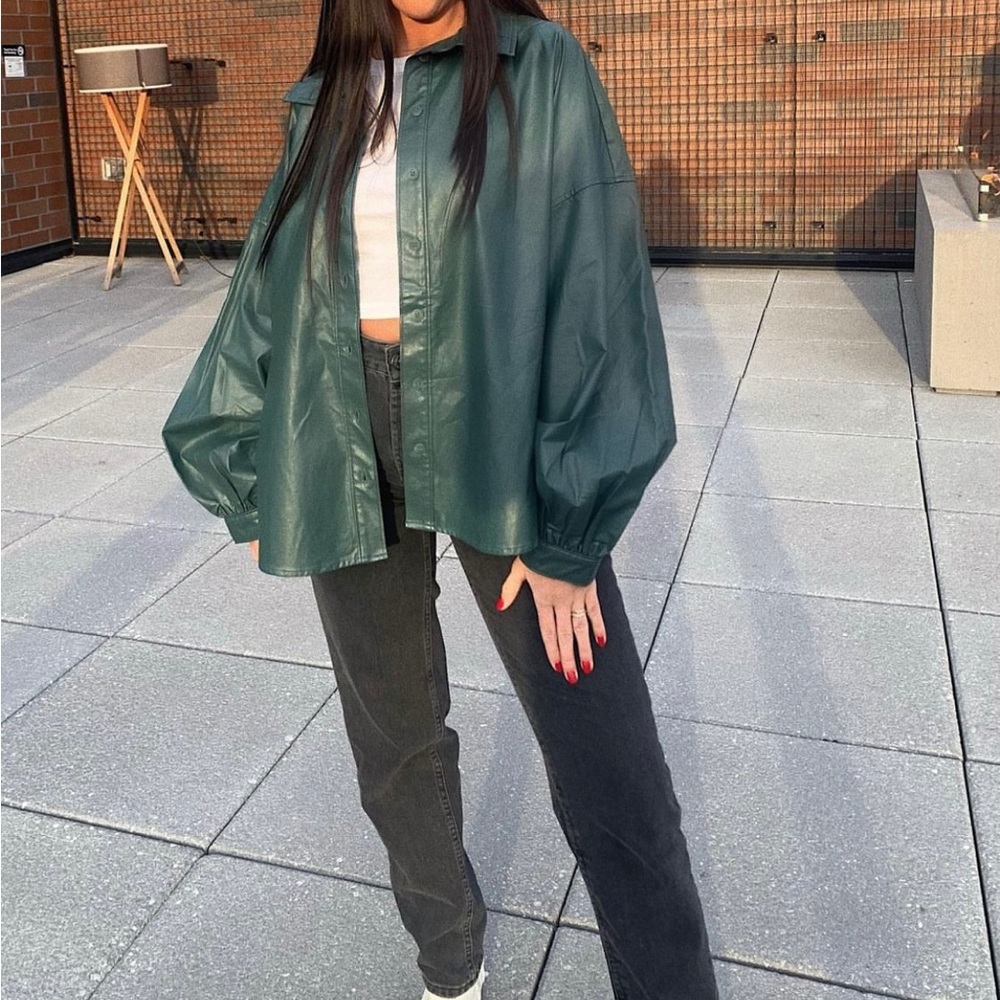 Prologue Faux Green Leather Top